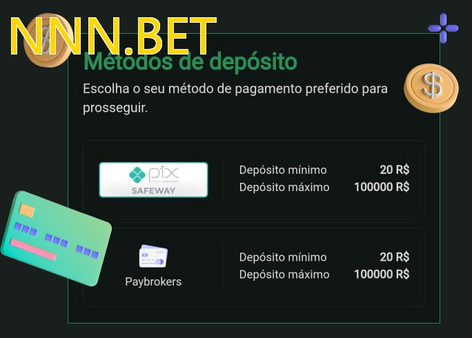 O cassino NNN.BETbet oferece uma grande variedade de métodos de pagamento